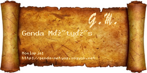 Genda Mátyás névjegykártya